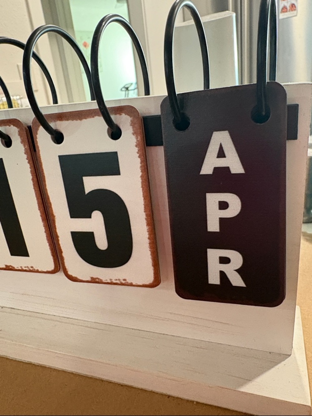 Wooden Perpetual Desk Calendar - Black & White - Picture 2 of 5